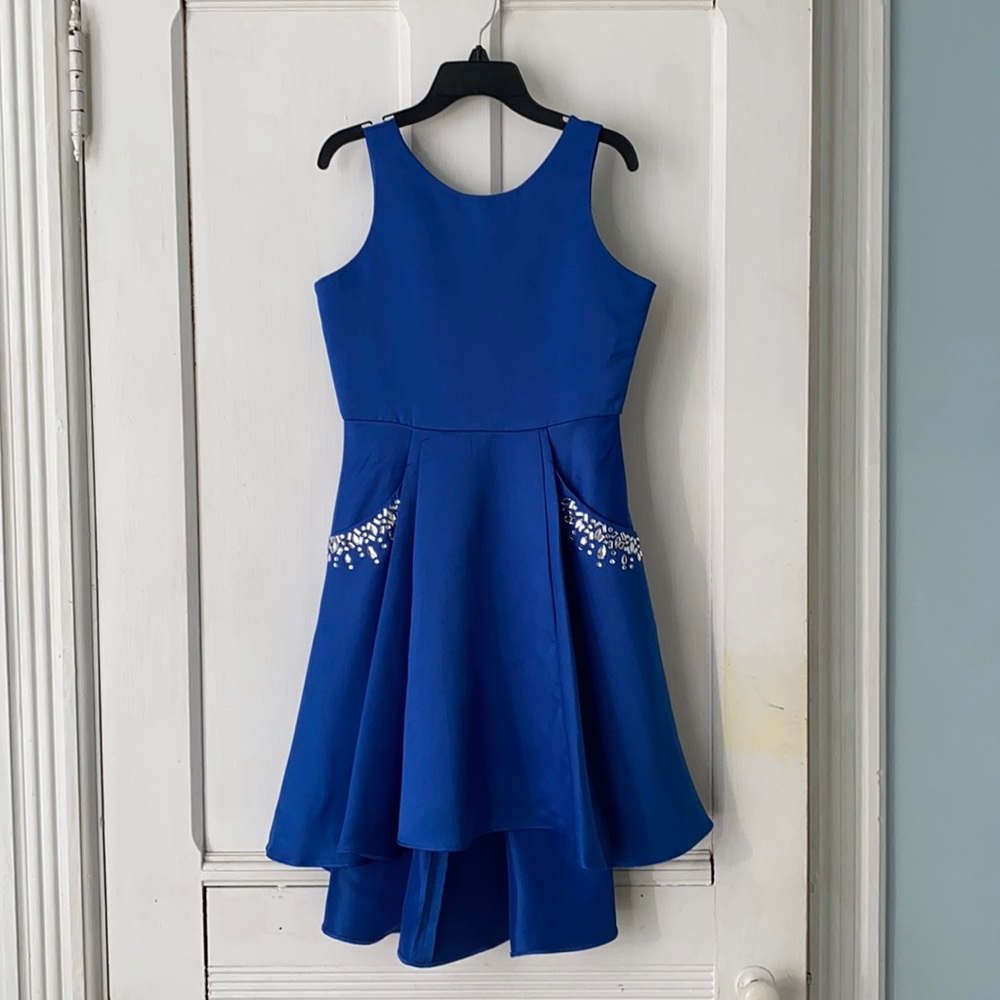 Girls size  14 Rare Editions blue dress w/pockets